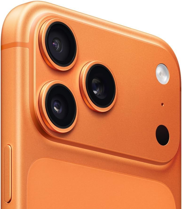 Orange Apple iPhone 17 rear camera close-up, premium tech at Applerok